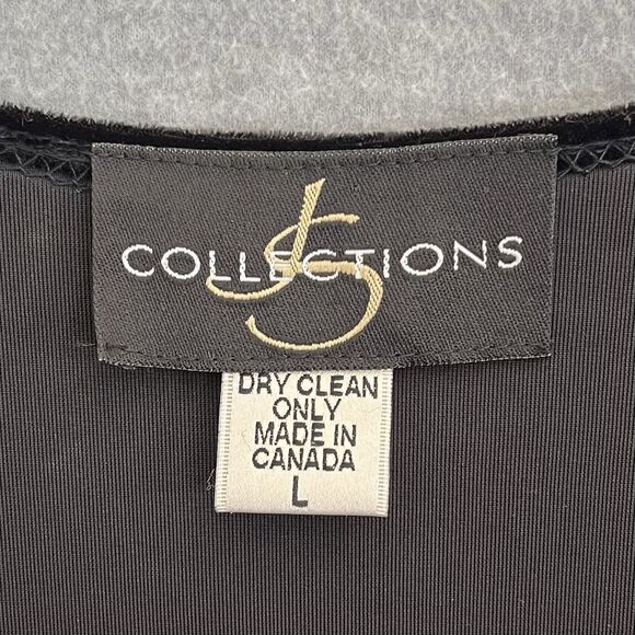 JS Collections Long Black Velvet Duster L Rhinestone Clasp Witchy Opera Vintage - Picture 11 of 13